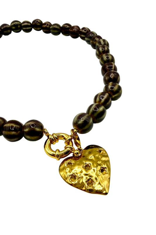 Gargantilla Candela Marrón + Charm Corazón